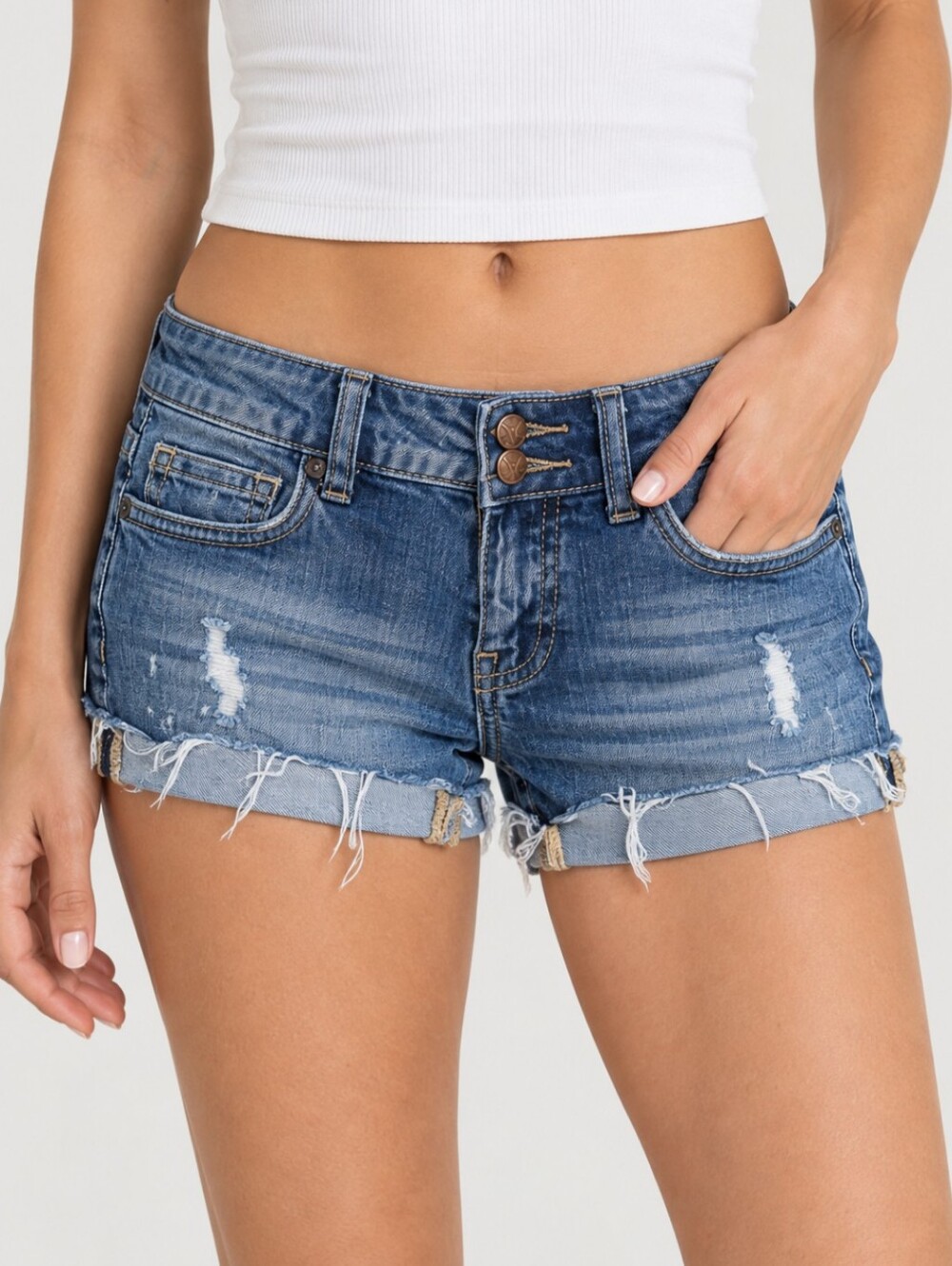 NWOT Size 24 Vigoss Studio The New York Short Distressed Denim Jean shorts